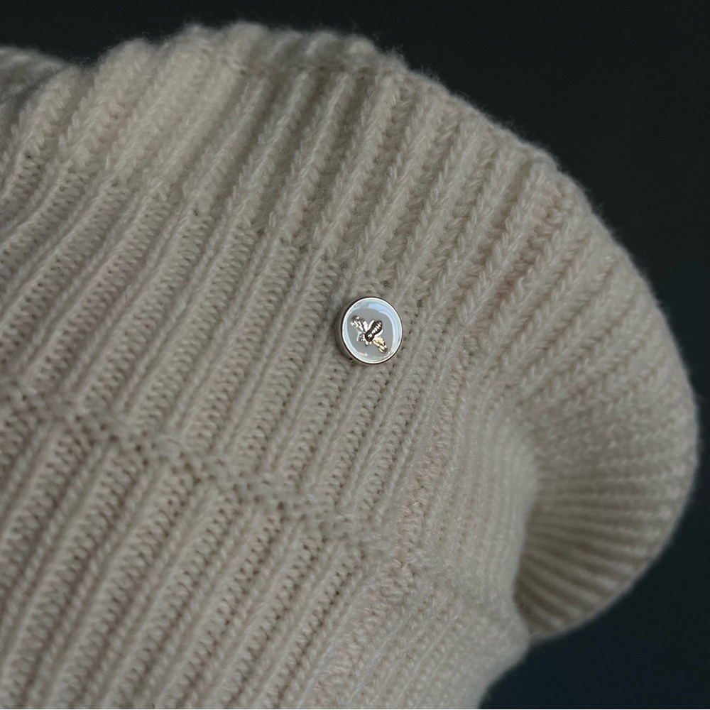 Dupatta Claudette 100% Wool Ribbed Knit Beret Cream Minimalist NWT Parisian Twee - Picture 4 of 5